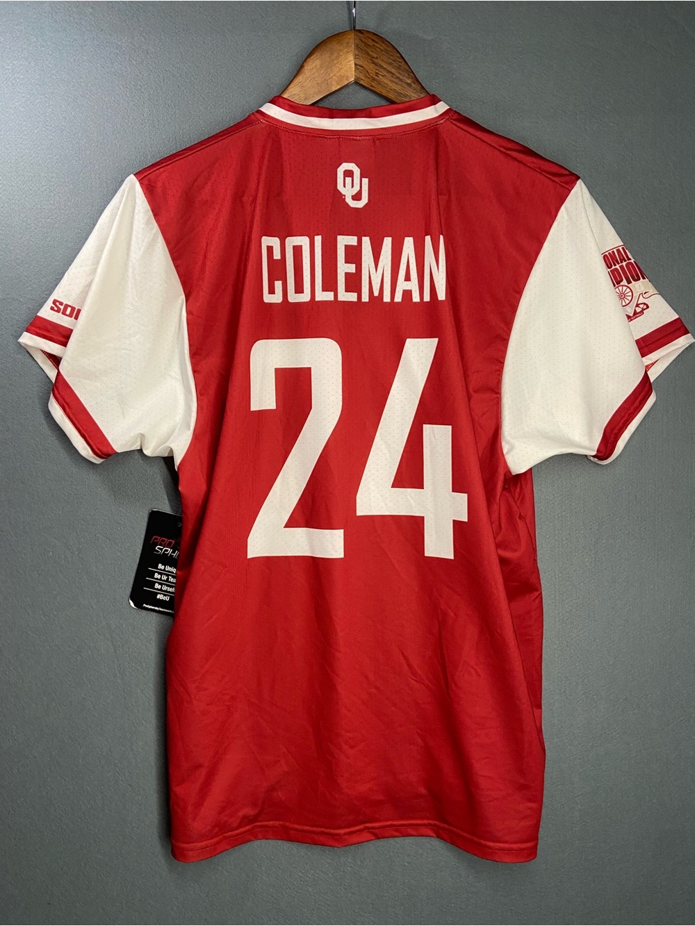 Oklahoma Sooners Coleman #24 Red & White Ball Jersey